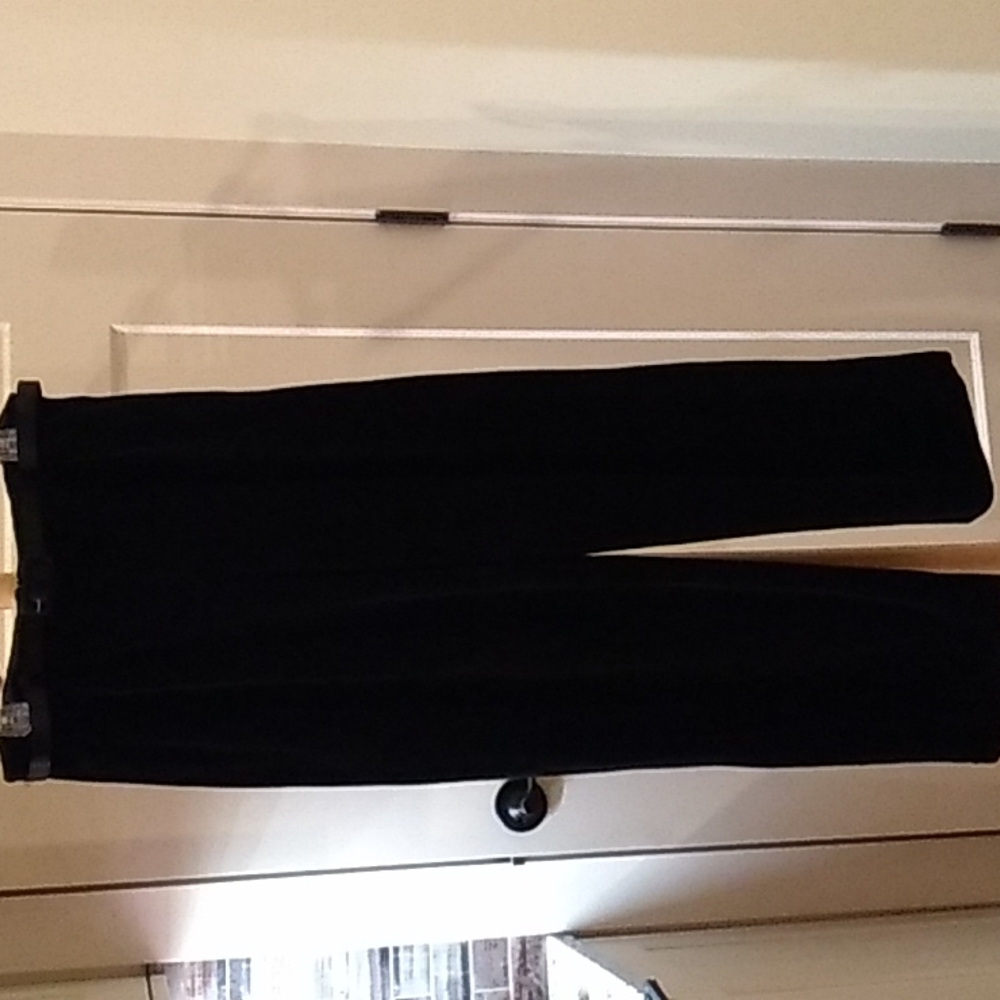 Black Velour back zip pants either belt